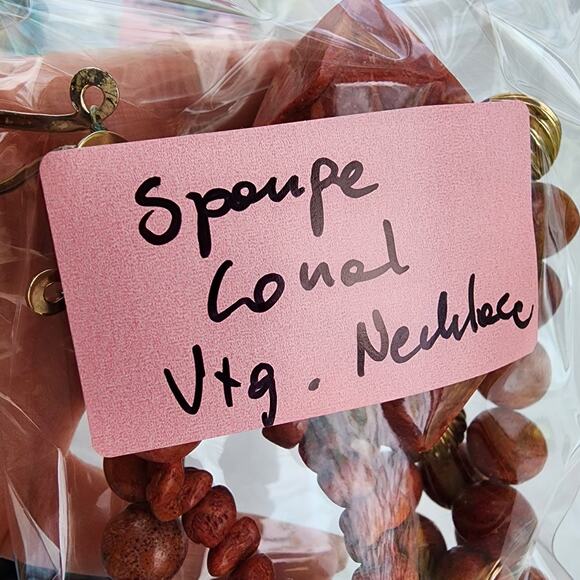 Large Genuine sponge Coral Statement Necklace Boho Coastalgranny Artsy New red - Picture 6 of 7